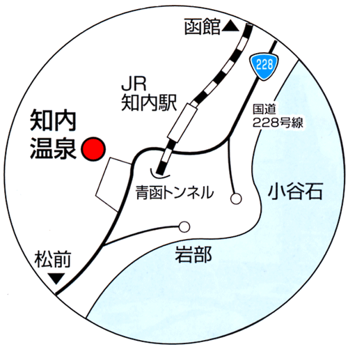 ユートピア和楽園　知内温泉旅館への概略アクセスマップ