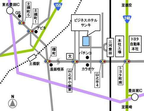 地図：ビジネスホテル　サンキ