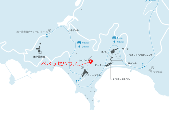 ベネッセハウス　＜直島＞への概略アクセスマップ