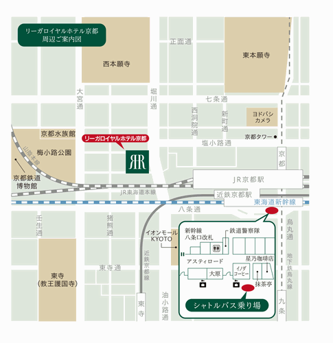 リーガロイヤルホテル京都への概略アクセスマップ