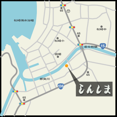 松崎温泉　御宿しんしまへの概略アクセスマップ