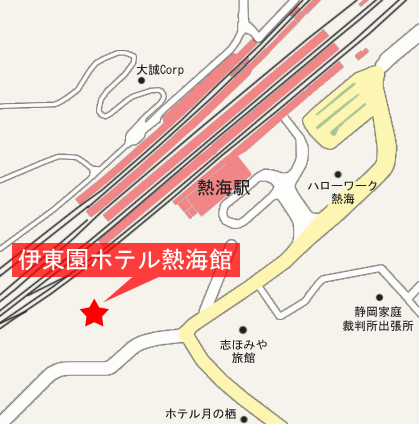 熱海温泉　伊東園ホテル熱海館への概略アクセスマップ