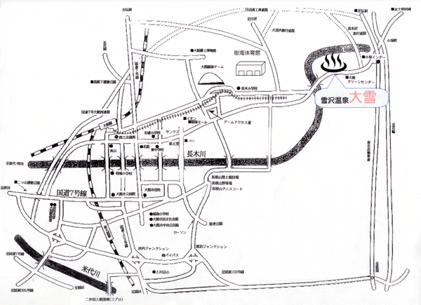 雪沢温泉　大雪への概略アクセスマップ