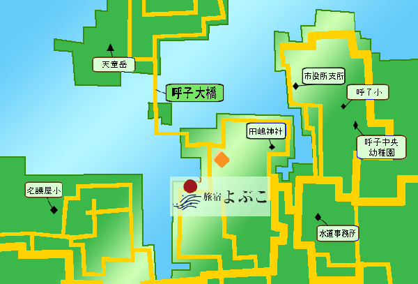旅宿　よぶこへの概略アクセスマップ