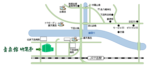 下呂温泉　まごころと味の宿　吉泉館　竹翠亭への概略アクセスマップ