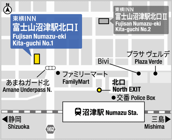 東横ＩＮＮ富士山沼津駅北口１への概略アクセスマップ