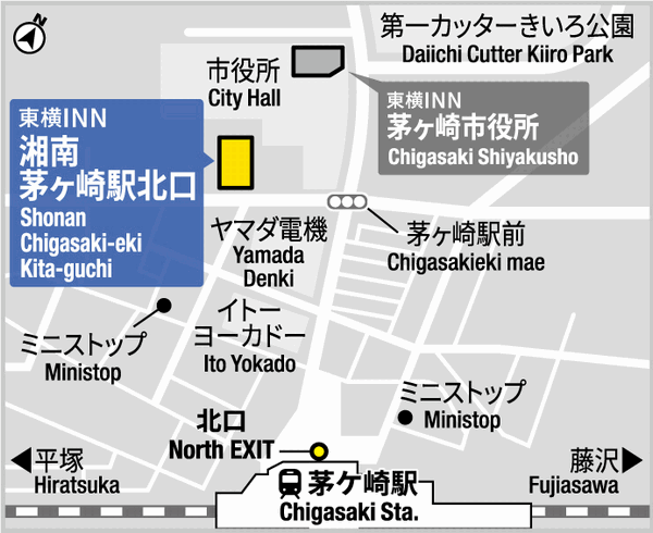 地図：東横ＩＮＮ湘南茅ヶ崎駅北口
