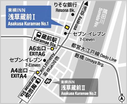 東横ＩＮＮ浅草蔵前１への概略アクセスマップ
