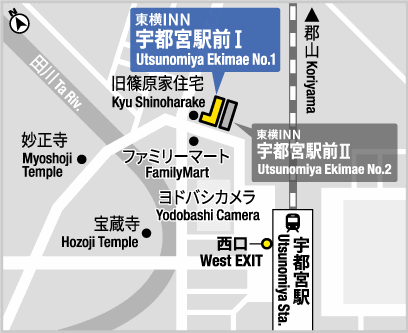 東横ＩＮＮ宇都宮駅前１ 地図