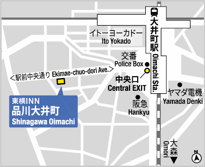 東横ＩＮＮ品川大井町への概略アクセスマップ