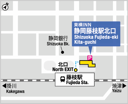 東横ＩＮＮ静岡藤枝駅北口への概略アクセスマップ