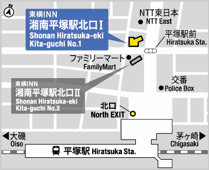 地図：東横ＩＮＮ湘南平塚駅北口１