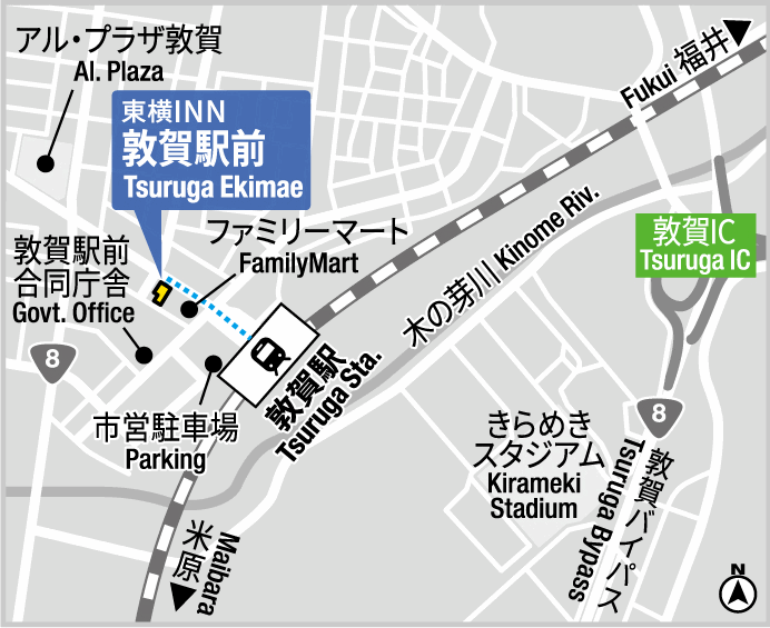 東横ＩＮＮ敦賀駅前への概略アクセスマップ