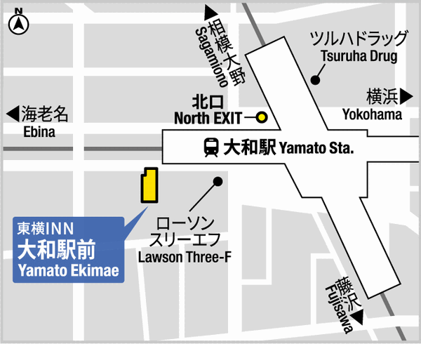 東横ＩＮＮ大和駅前への概略アクセスマップ