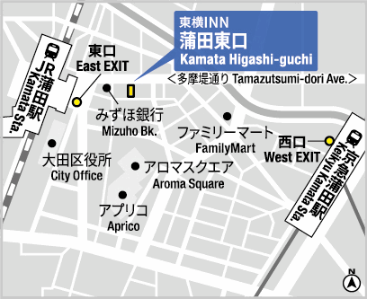 東横ＩＮＮ蒲田東口への概略アクセスマップ