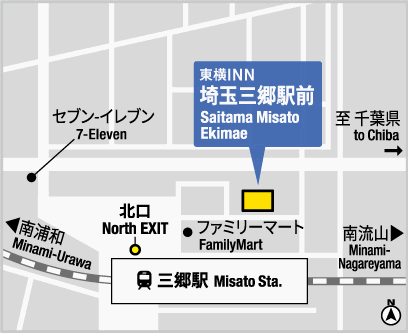 地図：東横ＩＮＮ埼玉三郷駅前