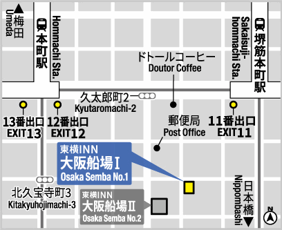 東横ＩＮＮ大阪船場１ 地図
