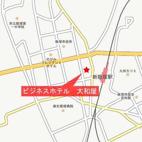 地図：ビジネスホテル　大和屋