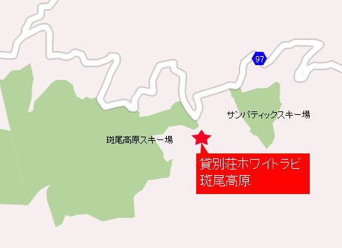 地図：貸別荘ホワイトラビ斑尾高原