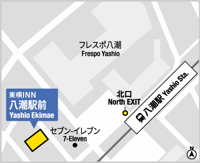 東横ＩＮＮ八潮駅前への概略アクセスマップ