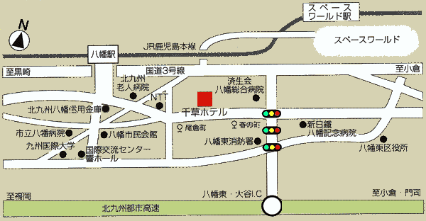 千草ホテルへの概略アクセスマップ
