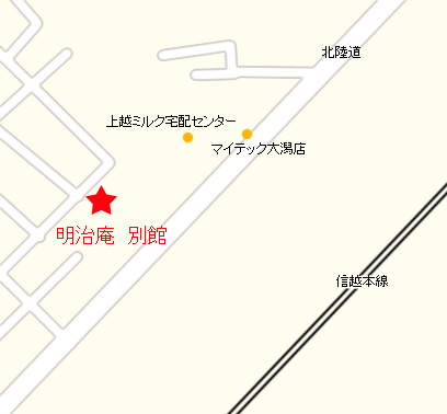 明治庵　別館への概略アクセスマップ