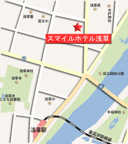 スマイルホテル浅草への概略アクセスマップ