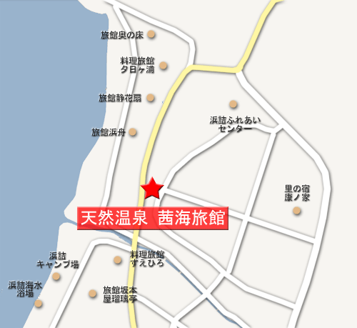 地図：夕日ヶ浦温泉　天然温泉　茜海旅館