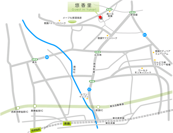 那須温泉 ゲストイン悠香里（ユーカリ）の地図画像