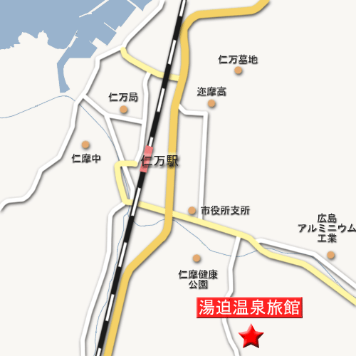 湯迫温泉旅館への概略アクセスマップ