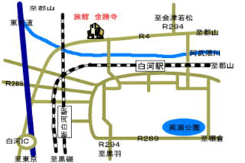 旅館金勝寺への概略アクセスマップ