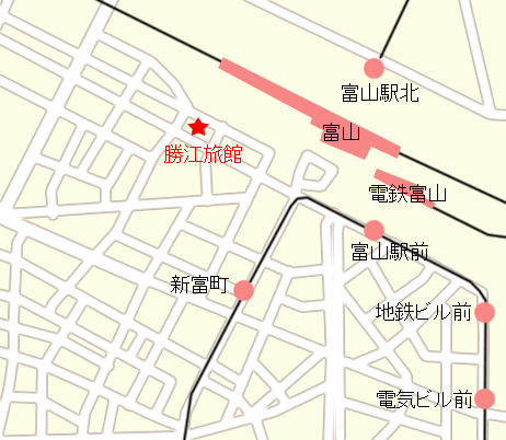 勝江旅館への概略アクセスマップ
