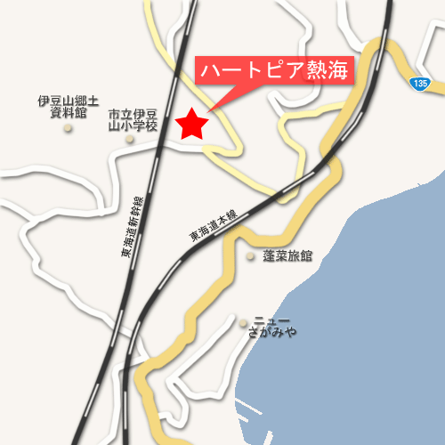 熱海伊豆山温泉　ハートピア熱海への概略アクセスマップ