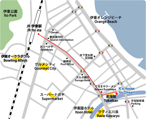 ケイズハウス伊東温泉への概略アクセスマップ