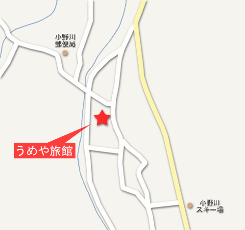 地図：小野川温泉　うめや旅館＜山形県＞