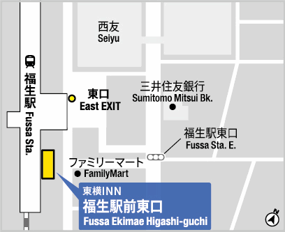 東横ＩＮＮ福生駅前東口への概略アクセスマップ