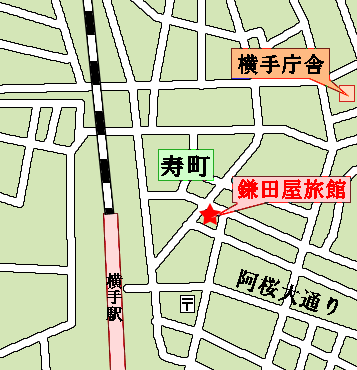 鎌田屋旅館への概略アクセスマップ
