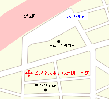 ビジネスホテル辻梅への概略アクセスマップ