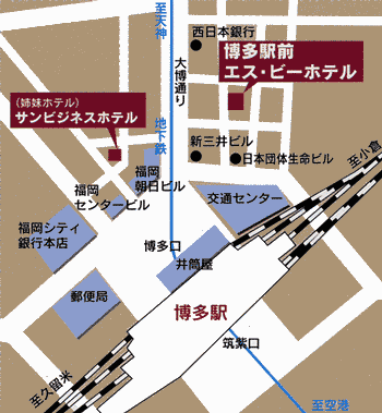 地図：博多駅前エスビーホテル