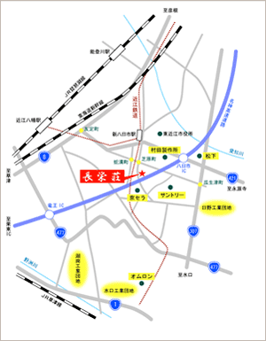 ビジネス旅館　長栄荘への概略アクセスマップ