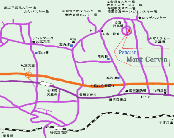 赤倉温泉 ペンション モン・セルヴァンの地図画像