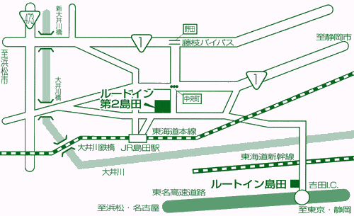 ホテルルートイン島田駅前への概略アクセスマップ