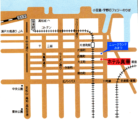 高松ホテルサキカへの概略アクセスマップ