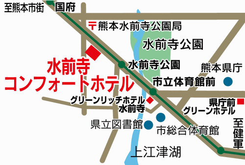 地図：水前寺コンフォートホテル