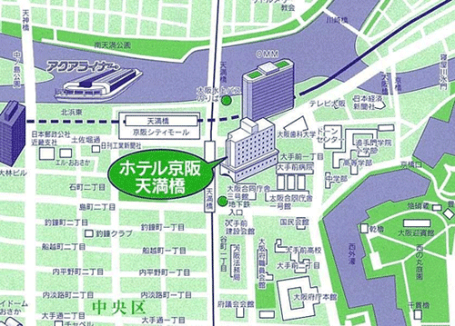 ホテル京阪　天満橋への概略アクセスマップ