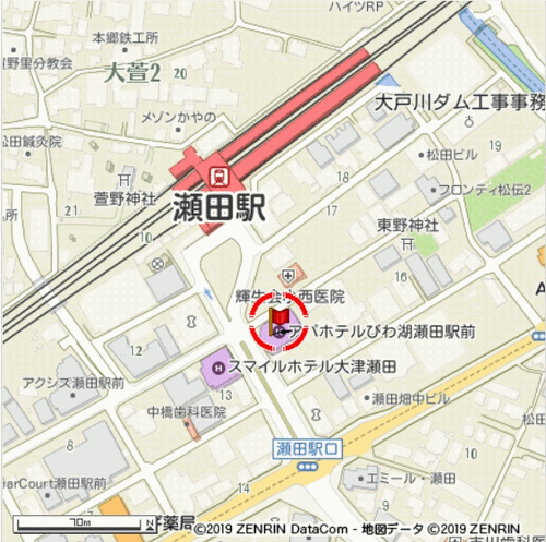 アパホテル〈びわ湖　瀬田駅前〉への概略アクセスマップ