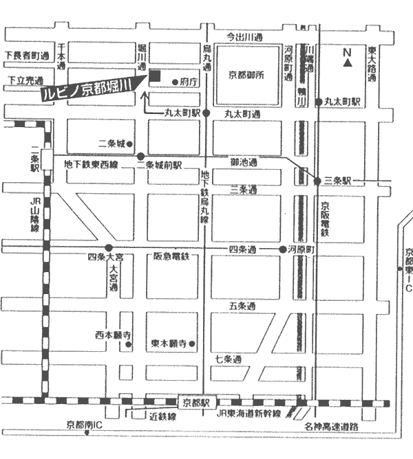 ルビノ京都堀川への概略アクセスマップ
