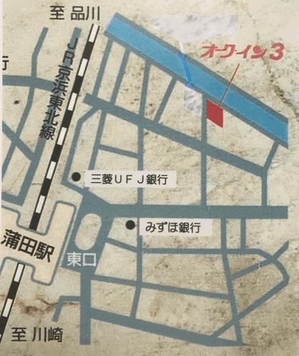 ビジネスホテル　オーク・イン３　蒲田東口への概略アクセスマップ