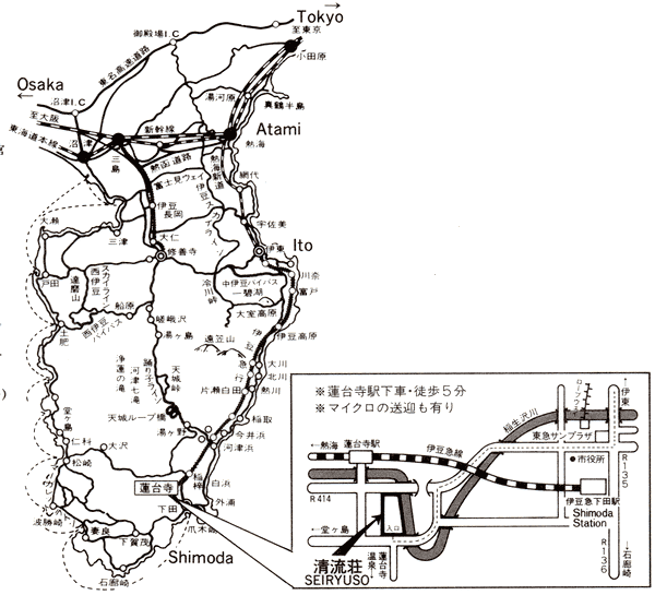 地図：下田蓮台寺温泉　清流荘