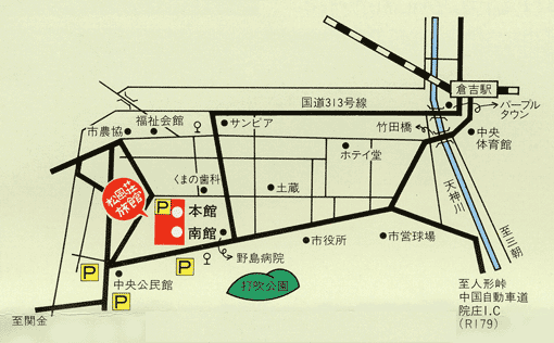 松風荘旅館への概略アクセスマップ